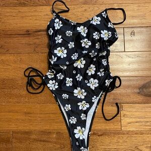 Floral Black Women's One Piece